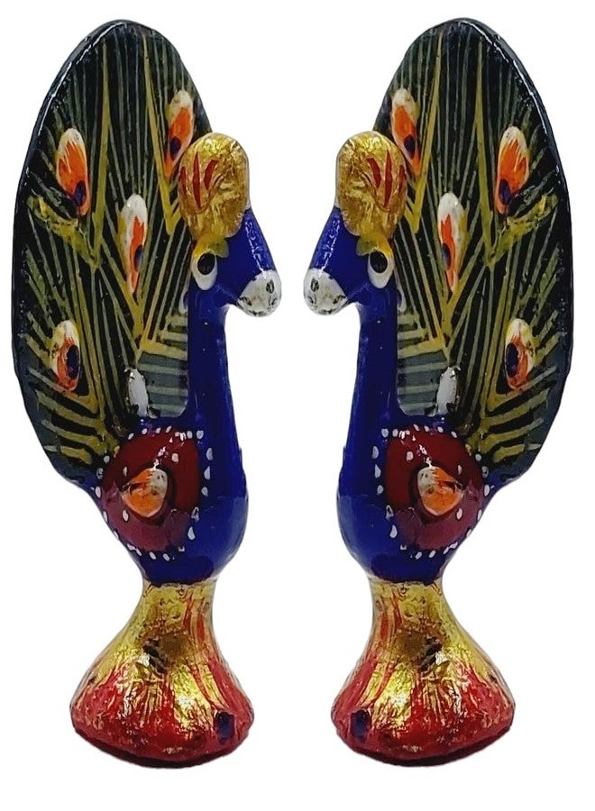 Snabs Beautiful Miniature Peacock Showpiece for Mandir Pooja Room Laddo Gopal/Kanha ji ke Khilone Idol, Statue, Decorative Item, Set of 2 - Image 5